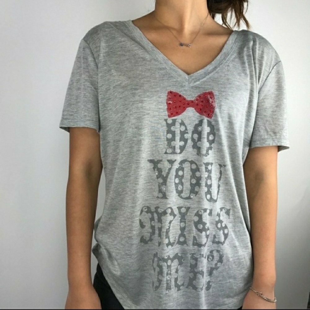 *Last 1* NEW Miss Me | rhinestone bow t shirt L